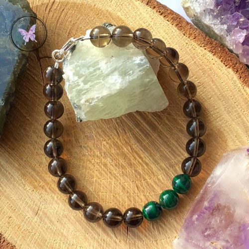 Men's Smokey Quartz & Malachite Healing Bracelet